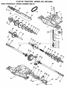 Dana_Transaxle Diagram and Parts List for WE1236A 1999 And Before Weed Eater Lawn Tractor
